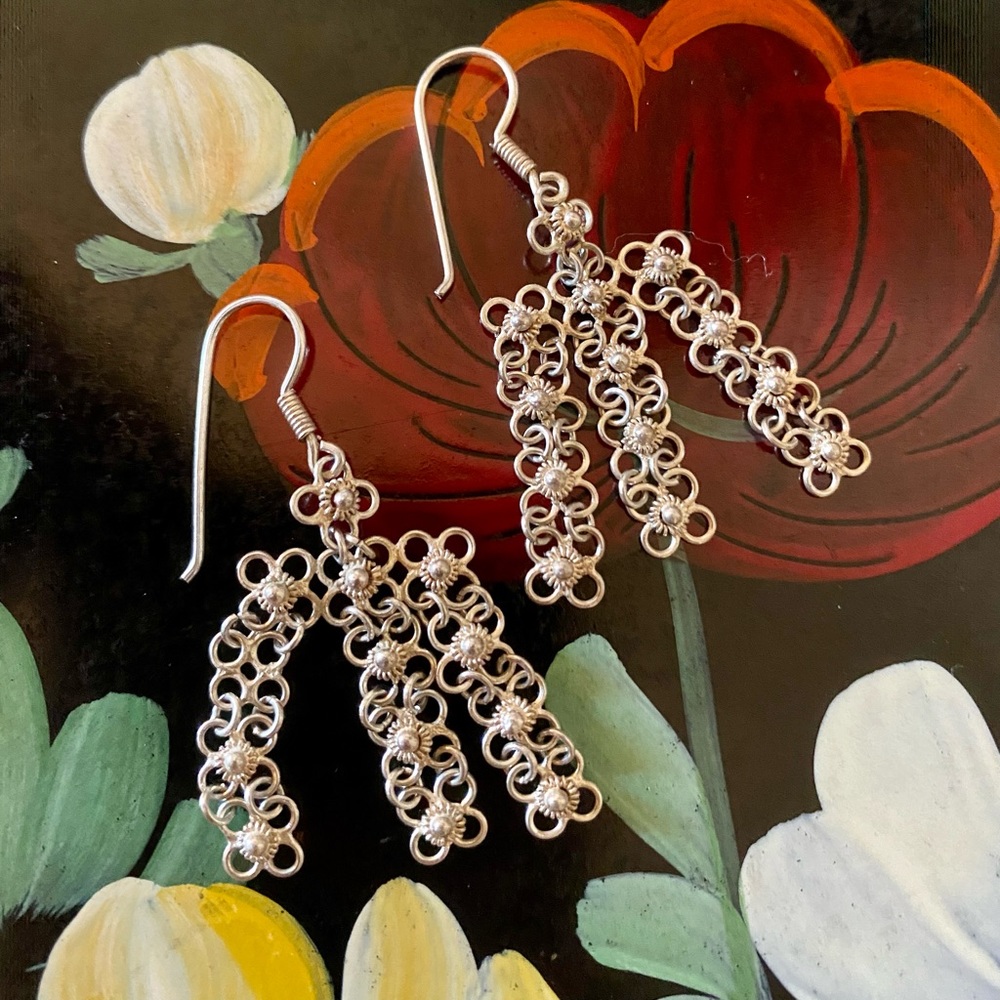 OOAK Filigree Hanging Earrings - Mompox, Colombia